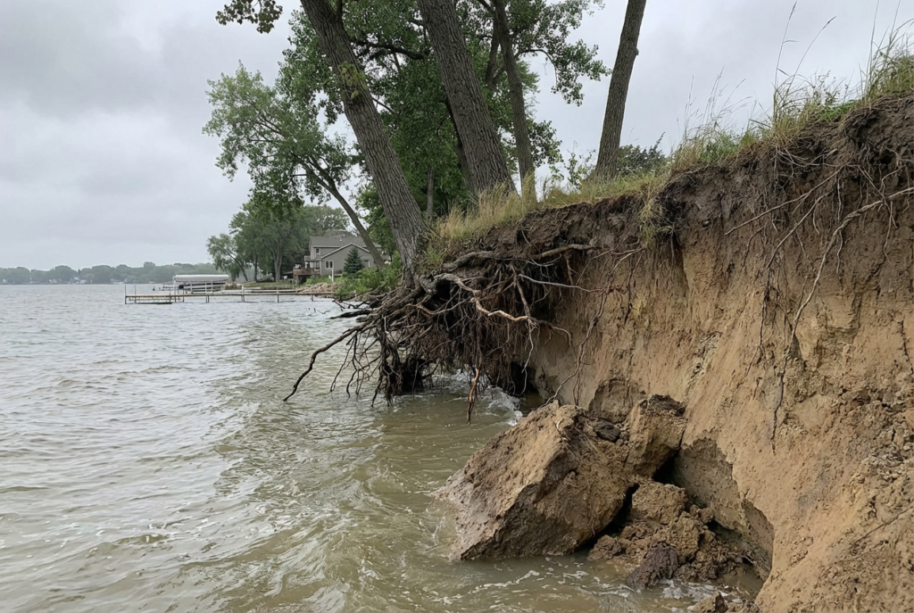 Shoreline falling apart
