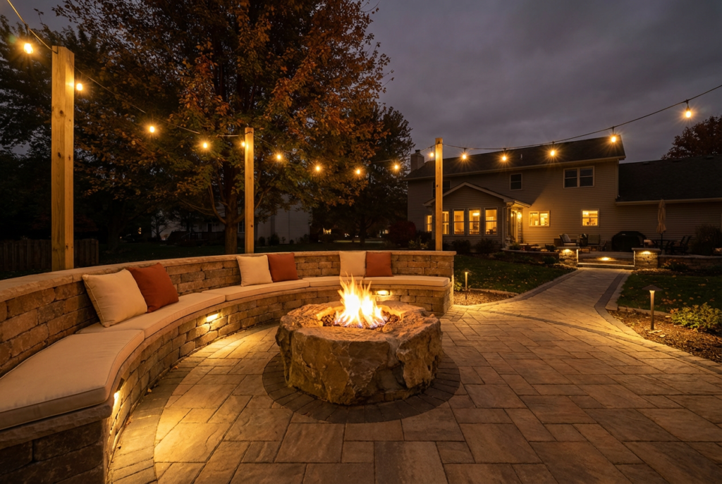 What a Fire Pit Installation Looks Like in Round Lake